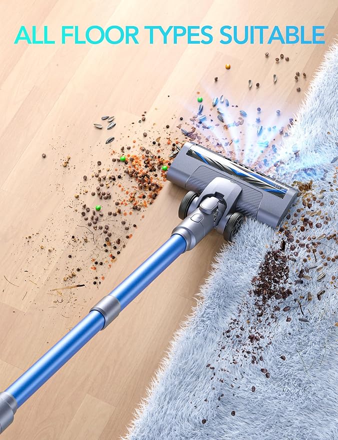 Greenote Cordless Vacuum Cleaner 21KPa Lightweight Vacuum Cleaner with Wall Mount &amp LED Brush Ultra Quiet Stick Vacuum Cleaner for Hard Floors Pet Hair