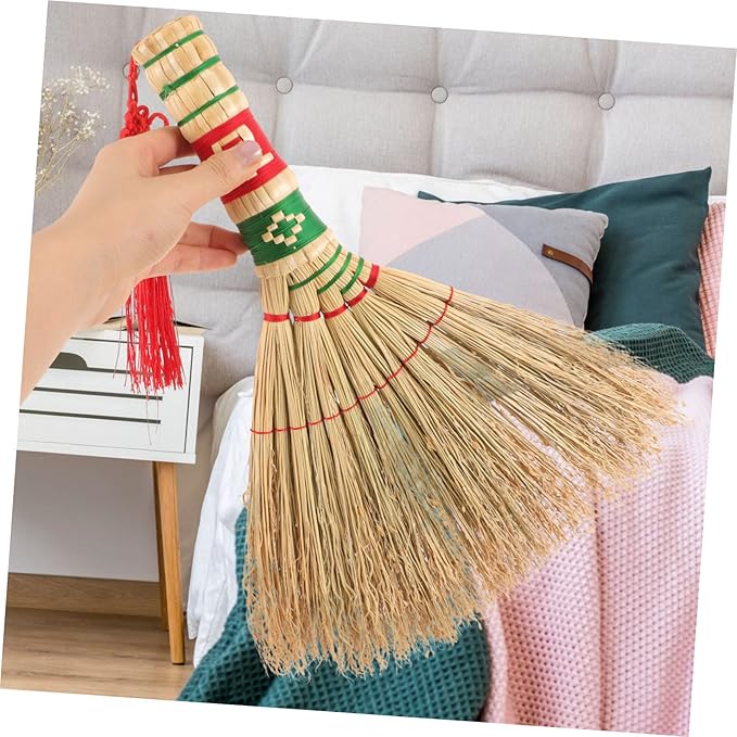 FRCOLOR Household Bed Broom Traditional Chinese Style Cleaning Brush for Sofa and Bed Portable Dust Sweeper for Home Kitchen and Office Use