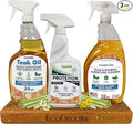 EcoDecors Protective Bundle – Loveable Teak Conditioning Oil Teak Furniture Cleaner and Protexion Teak Sealer Spray Bottle