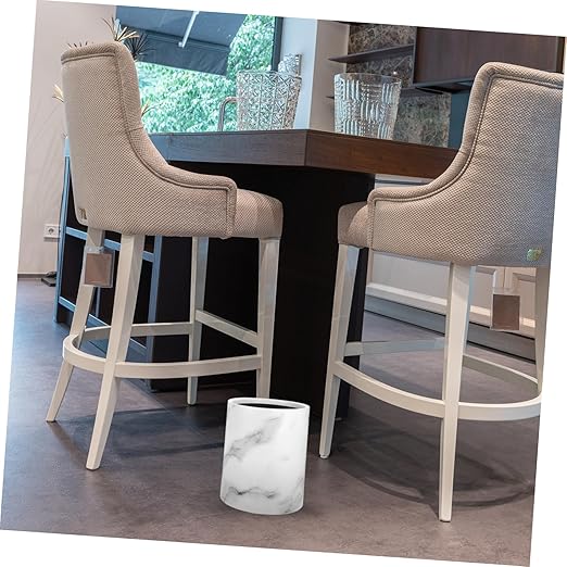 Marble Pattern Trash Can Dual Layer Wastebasket for Home Office Kitchen Round Lidless Garbage Container Sturdy Plastic Design for Living Room and Bathroom