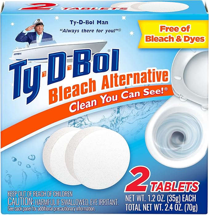 Ty-D-Bol Toilet Bowl Cleaner Tablets In-Tank Toilet Bowl Tablets Bleach Alternative Fragrance Free 2 Count (Pack of 6)