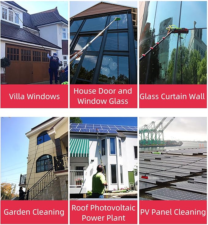 3.6-10.8m Telescopic Window Cleaner Kit Photovoltaic Panel Cleaning Water Fed Telesbrush with Telescopic Rod Extendable Cleaning Tools Pole30ft/9m (30ft/9m)