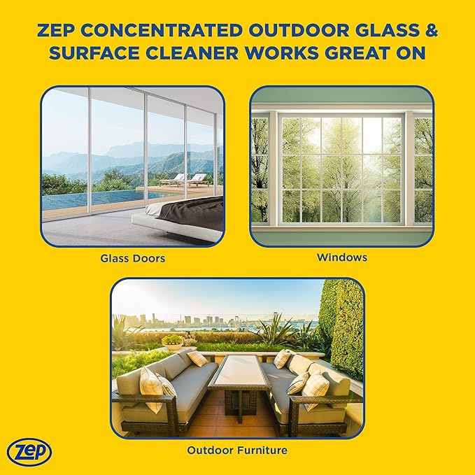 Zep Hose End Outdoor Glass and Surface Cleaner - 32 oz (Case of 6) - U49910 - Easy-To-Use Attach and Spray for A Streak-Free Shine