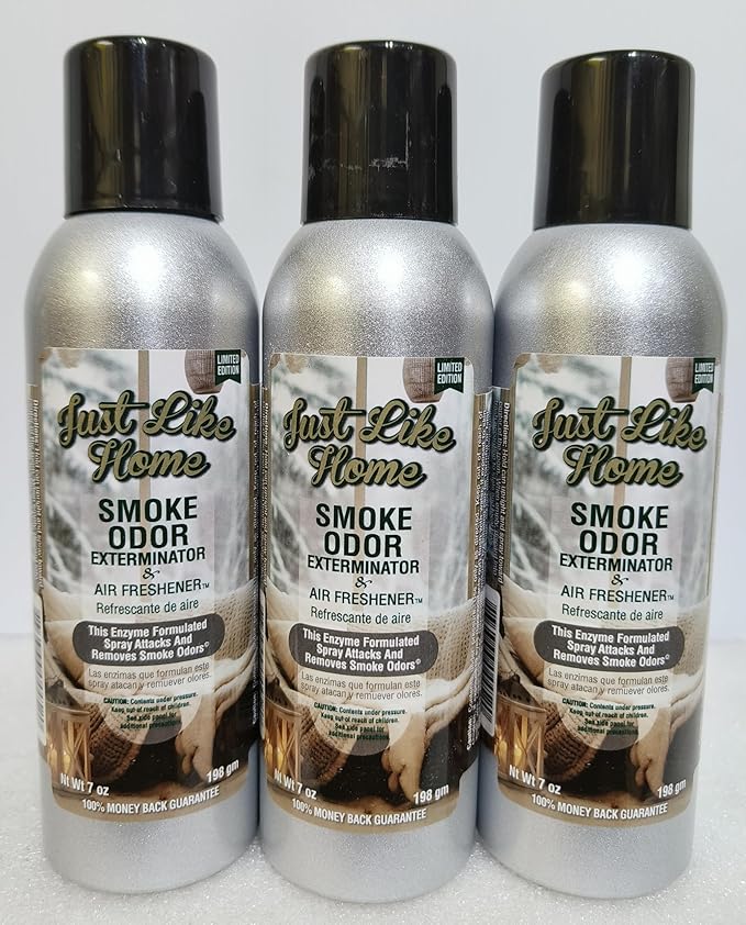 Smoke Odor Exterminator 198 gm/ 7 oz Large Spray Just Like Home Set of Three Cans.