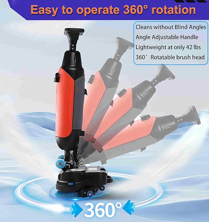 Carpet Cleaning Machine and Floor Scrubber Dual-Brush Rotary System Cordless Mini Floor Scrubber Efficient Cleaning for Commercial Spaces Schools and Offices Grey