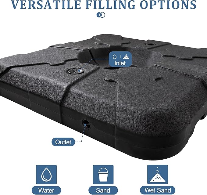 Cantilever Patio Umbrella Base 220lbs Capacity Heavy Duty Outdoor Offset Umbrella Base Sand/Water Filled Umbrella Stand Weights