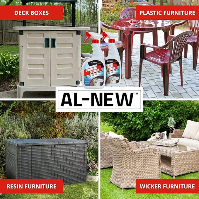 AL-NEW OUTDOOR CLEANER | Versatile Outdoor Cleaner for Deck Boxes Plastic Outdoor Furniture &amp More | Pack of 2 (32 oz.)