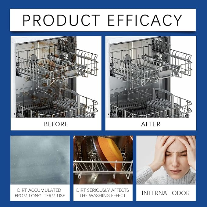 Dishwasher Cleaner - Removes Stains &amp Limescale Shines Dishes Prevents Residue Fits Multiple Models(3PCS)
