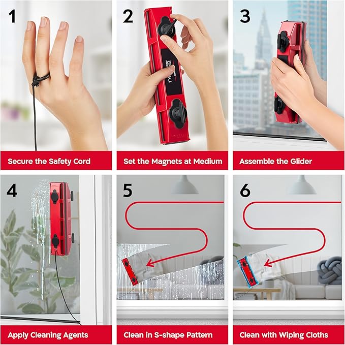 Tyroler Outside Magnetic Window Cleaner Tool | The Glider D-2 AFC Double-Sided Window Cleaners Tool Fits Windows 0.1-0.7 Thick | Magnet Window Cleaner | Magnetic Glass Cleaner | Limpiador magnetico