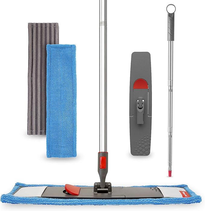Floor Mop Microfiber Cleaning System - Washable Scrubbing and Reusable Microfiber for Hardwood Laminate and Tile Dust Mop Soft Refills for Wood Walls Vinyl Kitchen