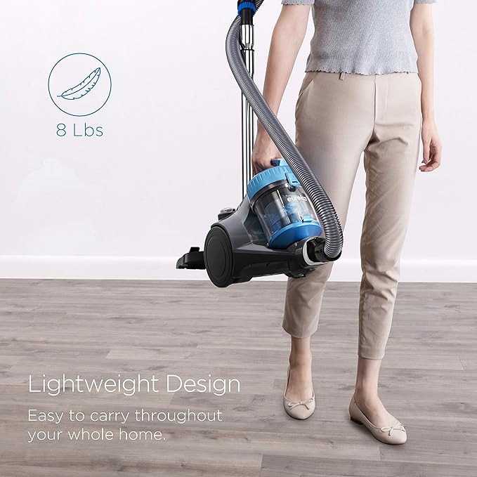 Eureka Bagless Canister Vacuum Cleaner Lightweight Vac for Carpets and Hard Floors w/Filter Blue Whirlwind NEN110B