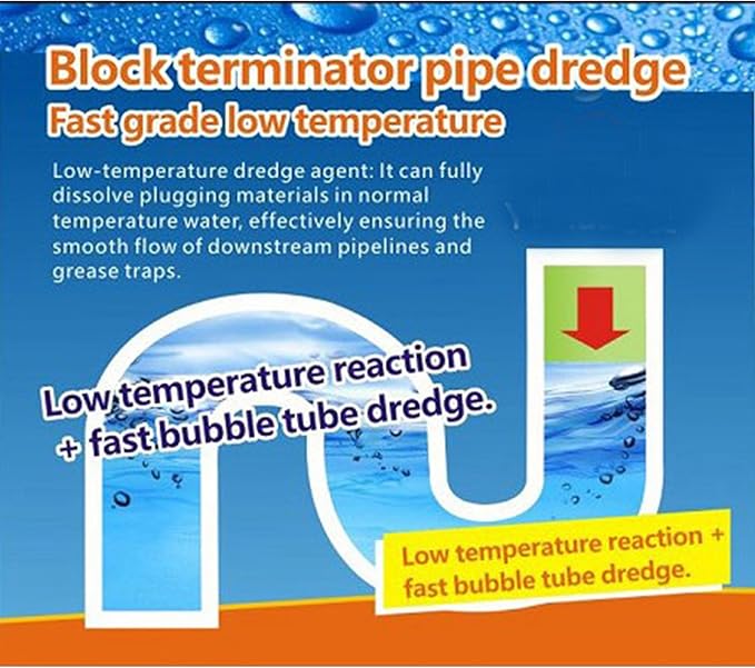 Ifish Pipe Dredge Deodorant Powerful Sink and Drain Fast Strength Bubble Bombs Foaming Powder Drain Clog remover for Kitchen