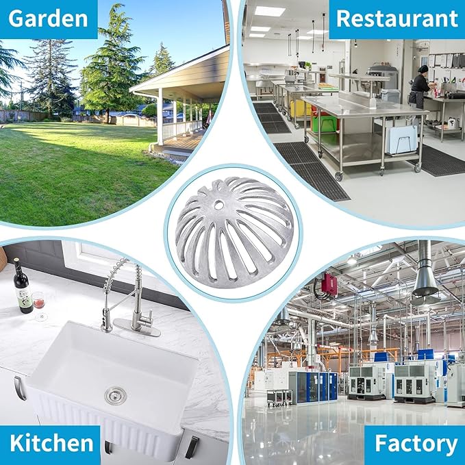 5 Pack Floor Sink Strainer Heavy Duty Aluminum Dome Drain Cover for Kitchen Bar Outdoor Garden or Bath 5-1/4 Diameter x 2-1/4H