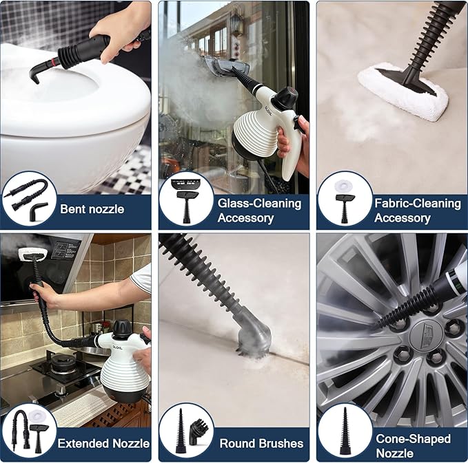 Handheld Steam Cleaner Steamer for Cleaning Multipurpose Portable Steam Cleaners for Home Use with Safety Lock and 10 Accessory Kit to Remove Grime Grease and More Save Time and Effort