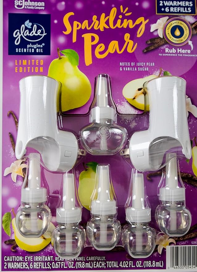 Glade Plugins Sparkling Pear Scented Oils 2 Warmers + 6 Refills