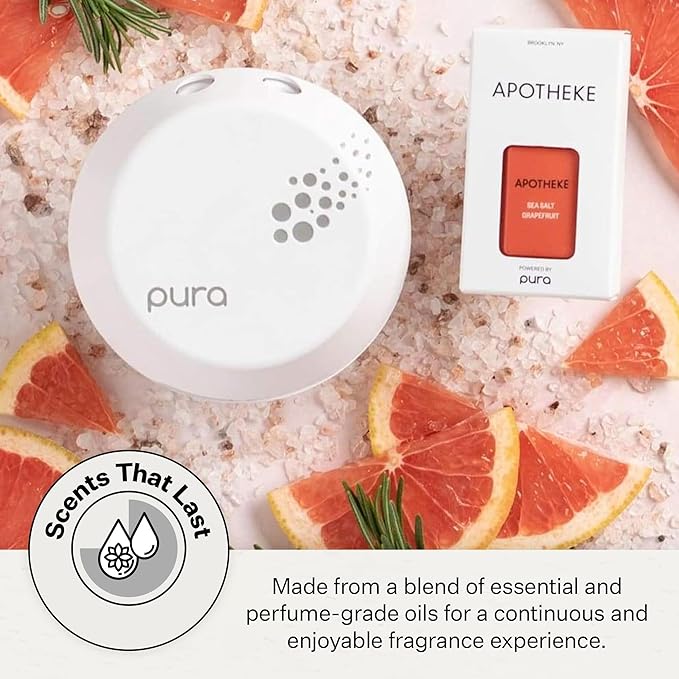 Pura Smart Home Plug-in Diffuser Refills by Apotheke (Sea Salt Grapefruit) - Pura Fragrance Refills - Long-Lasting Aromatherapy Air Freshener Fragrance Products with Perfume-Grade Essential Oils