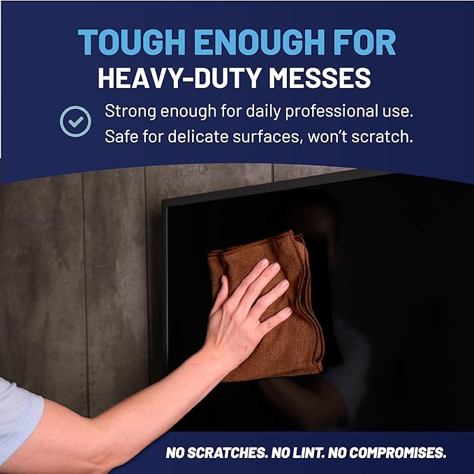 MW Pro Microfiber Cleaning Cloth | Brown | 12 Pack | 16” x 16” | Coffee Barista Espresso Towels - Clean Dust Polish Scrub Absorbent