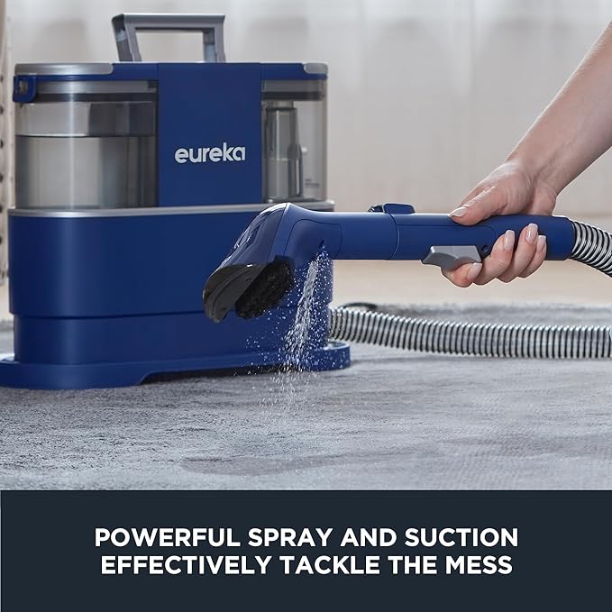 EUREKA Portable Carpet and Upholstery Cleaner Spot Cleaner for Pets Stain Remover for Carpet Area Rugs Upholstery Coaches and Car 50.7oz Large Water Tank NEY100 with Cleaning Formula Blue