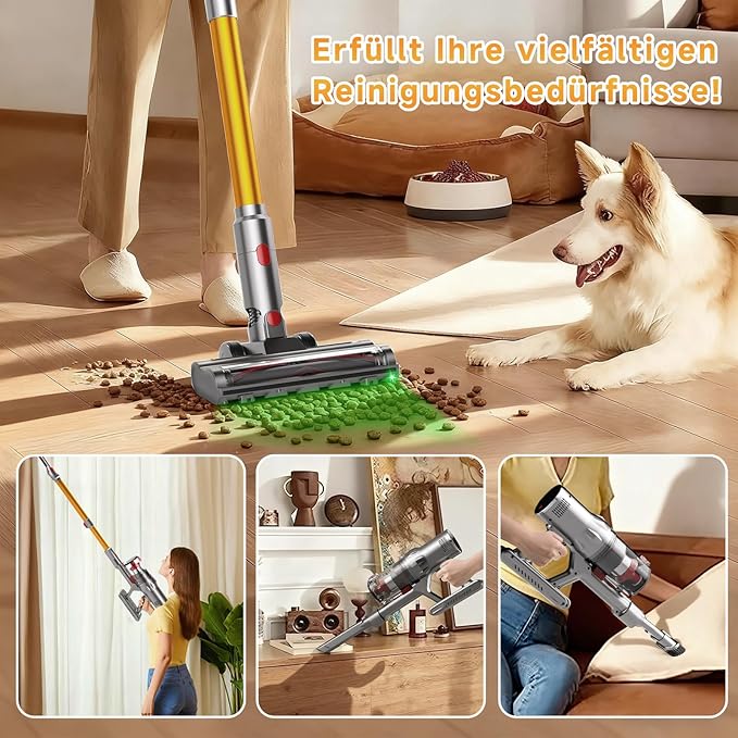 Hearten an uprightvacuumcleanerwithapowerful Motor That Easily Handles Whole-House Cleaning/It Features a Detachable Crevice Brush/Bristle brushand Filter/Cordless suctionandmopping Make Cleaning