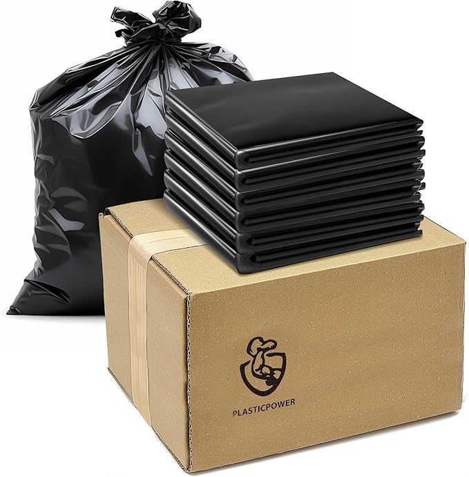 Generic 100 packs-Large 55-60 Gallons Contractor Trash Bags|3MIL|38 * 56|Professional Heavy Duty Garbage Bags-drum liners-MADE IN USA Black