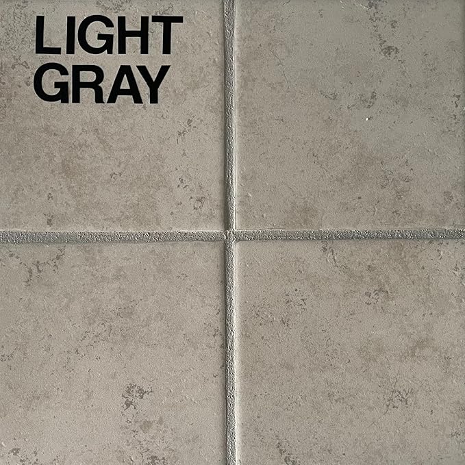 Kit - The Professional's Choice - Color and Seal Grout - Prevents Stains and Creates Easy to Clean Grout - 8oz Bottle Wheel applicator Brush applicator and Scrub pad (Light Grey)
