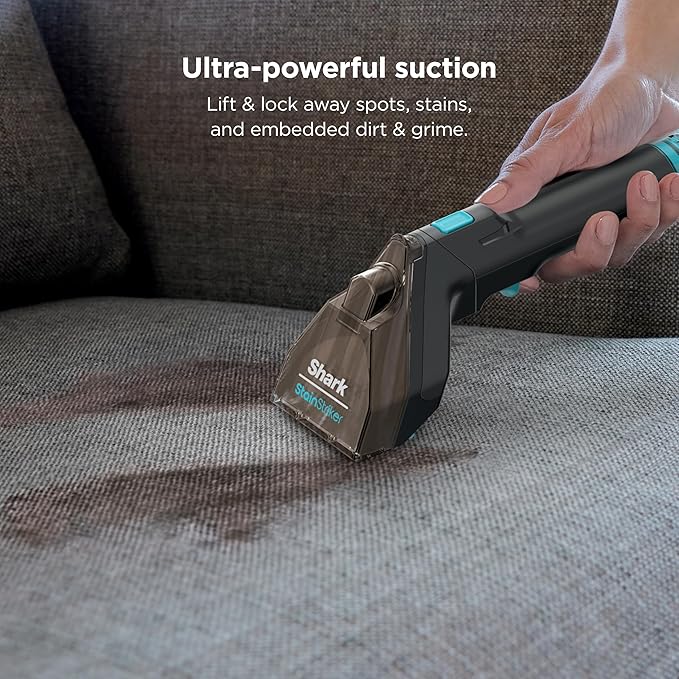 Shark StainStriker Portable Carpet &amp Upholstery Cleaner w/on board self cleaning - Spot Stain &amp Odor Eliminator Includes 2 Cleaning Tools &amp 2 Cleaning Solutions Charcoal PX221BRN