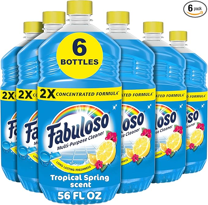 Fabuloso 2X Multi-Purpose Cleaner No Rinse Floor Cleaner Long-Lasting Freshness Tropical Spring Scent 56 fl oz