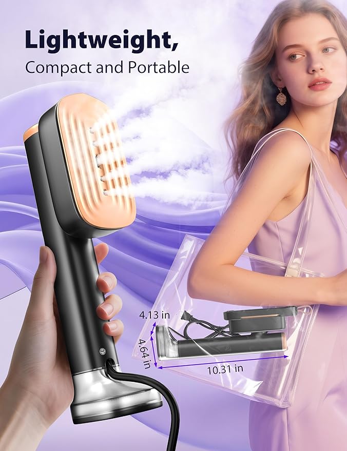 Steamer for Clothes Portable Handheld Garment Steamer15s Fast Heat-up180ml TankSteamer Ironing Gloves35 Minutes of Continuous Ironing for Travel and Home(Black Gold)