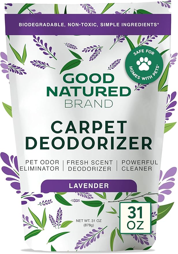 Good Natured Brand | Carpet Deodorizer &amp Freshener Powder | 31 oz Pet Odor Eliminator for Strong Odor &amp Pet Urine | Fresh Natural Lavender Scent | Safe for Homes with Pets