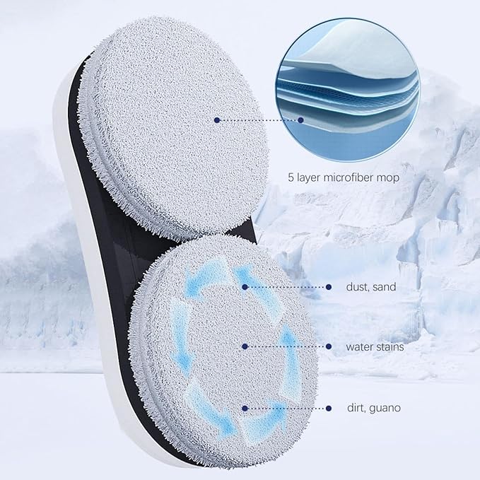 Intelligent Window Cleaning Robot Vacuum Cleaner with Remote Control &amp 4M Extension Cable 20min Power Failure Protection 10 Wipes+Spray Function for Home Glass Cleaning