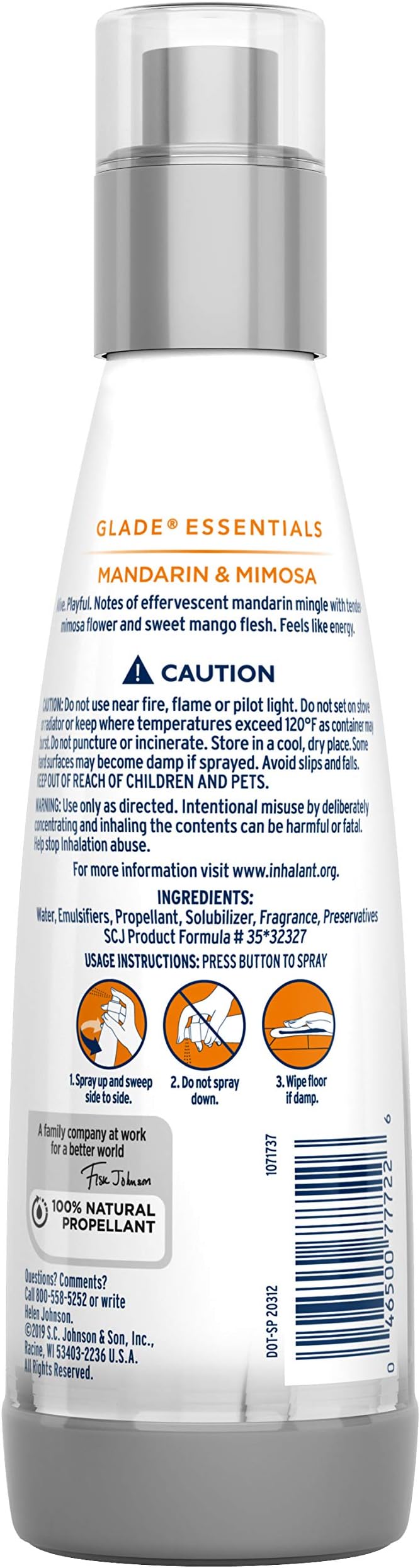 Glade Essentials Room Mist Mandarin &amp Mimosa Scent | Air Freshener - 6.2 Once (Pack of 6)