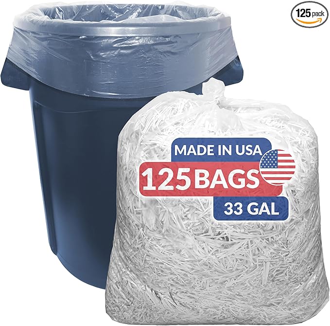 Reli. SuperValue 33 Gallon Trash Bags | 125 Count | Made in USA | Heavy Duty | Clear Multi-Use Garbage Bags
