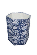 3.3 Gallon Cotton Hand Block Printed Paper Waste Basket |Small Decorative Trash Can for Housewarming Gifts in Living Room Bedroom Bathroom | Eco-Friendly Plastic-Free (1 Blue White FLOWAR)