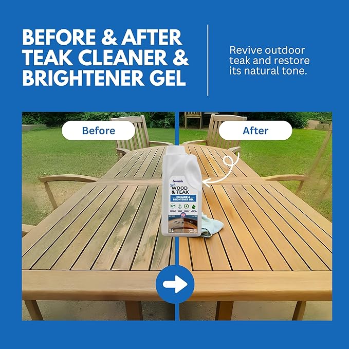 EcoDecors Loveable 2 in 1 Wood &amp Teak Cleaner and Brightener Gel 1 L for Outdoor Use Cleans Renews and Refreshes Outdoor Wood