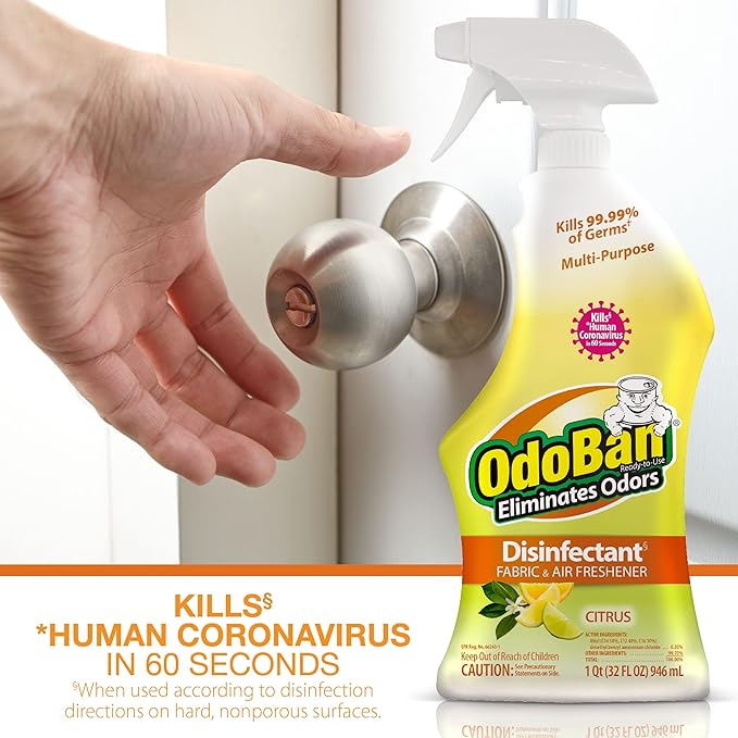 OdoBan Ready-to-Use Disinfectant and Odor Eliminator Made in the USA Citrus Scent Set of 2 32 oz Spray and 1 Gallon Concentrate