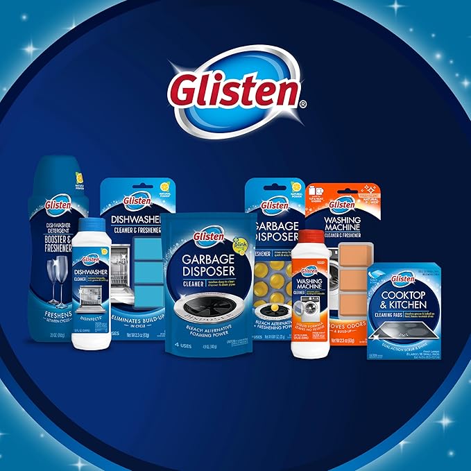Glisten Dishwasher Cleaner Removes Limescale Rust Buildup and Grease Lemon Scent 12 Ounce Bottle 6-Pack