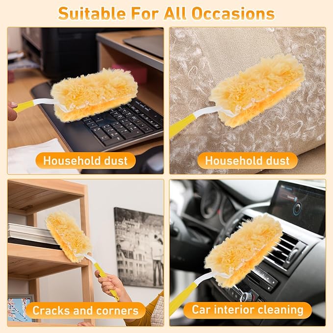 60 Count Heavy Duty Duster Refills for Swiffer Multisurface 360° Larger Size Dusters with 4X Microfibers Disposable Dusters for Pet Cleaning Home Blinds Fans Corners (60 pcs-Orange)