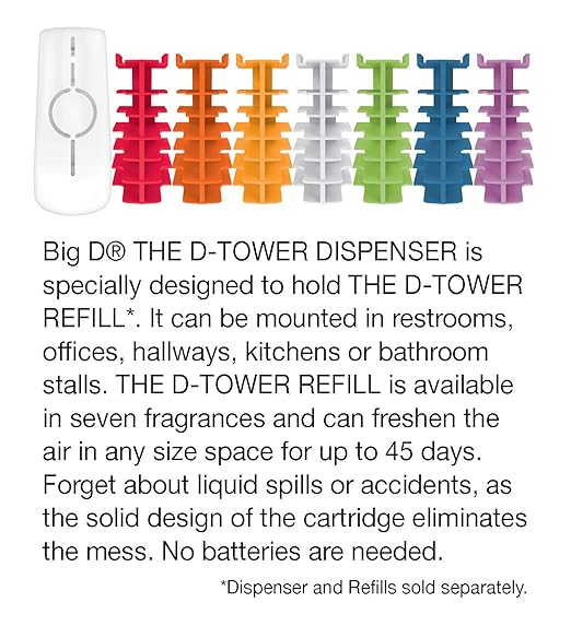 Big D 525 The D-Tower Refill Apple-Cinnamon Fragrance Red (Pack of 12) - Lasts up to 45 Days - Air freshener Ideal for restrooms Offices hallways Kitchens Bathroom Stalls