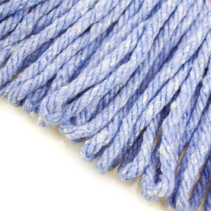 String Mop Heads Replacement Heavy Duty Commercial Grade Blue Cotton Looped End Wet Industrial Cleaning Mop Head Refills (2 Large)
