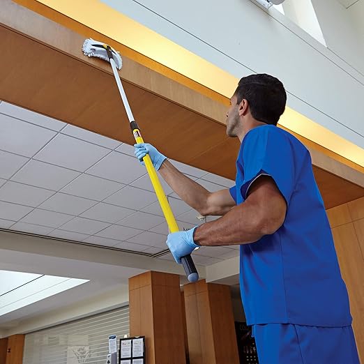 Rubbermaid Commercial Products HYGEN Quick-Connect Adjustable Extension Handle/Pole Lightweight Cleaning Tool for Floors/Walls/Ceilings/Windows for Janitorial/Residential/Commercial/Business Yellow
