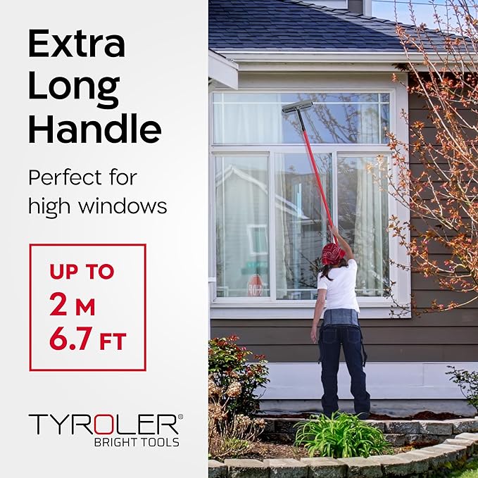 Tyroler Professional Window Squeegee for Home 12-80 Long Squeegee for Window Cleaning 2-in-1 Window Cleaning Squeegee Kit Indoor &amp Outdoor Window Cleaner Tool for High Windows &amp Glass