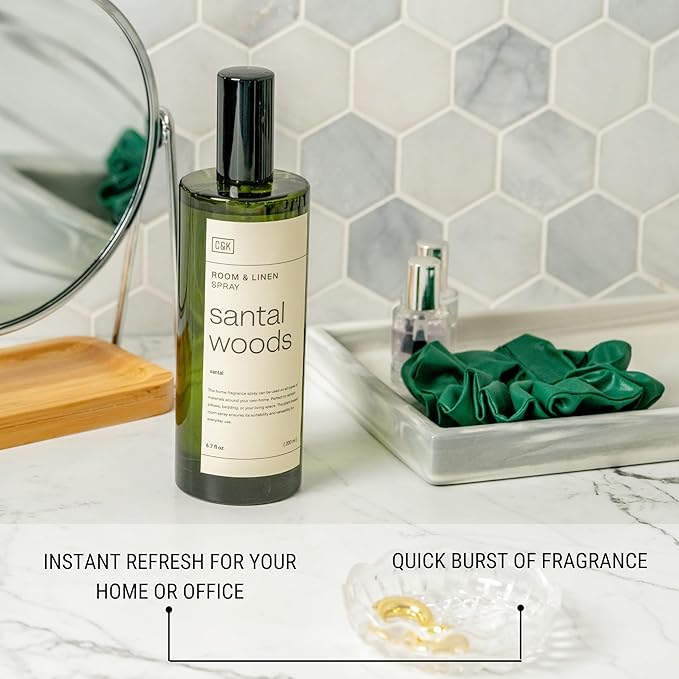 Craft &amp Kin Santal Woods Room Spray for Bedding 6.76 oz Pillow Spray Long-Lasting Room Freshener Soothing Aroma Mist for Home &amp Washroom