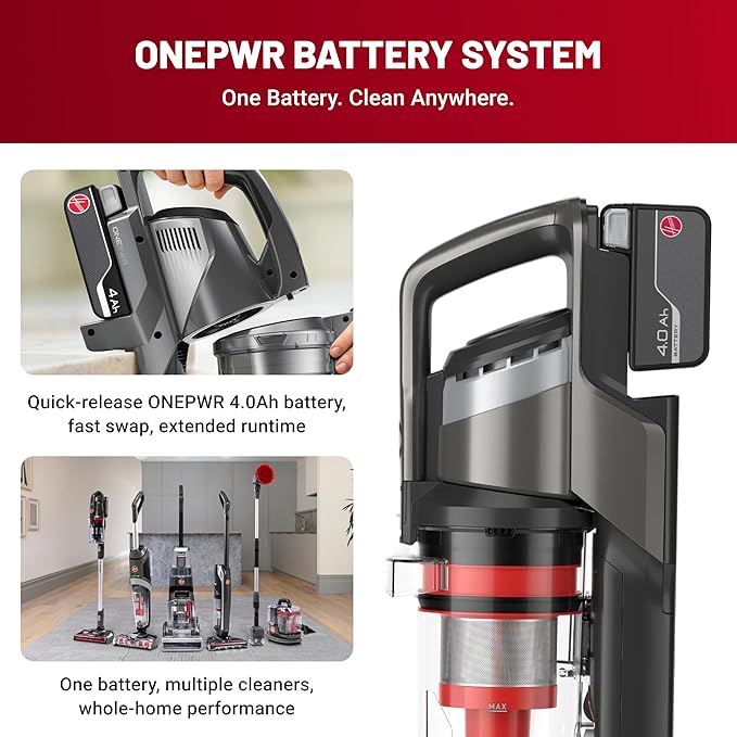 Hoover ONEPWR WindTunnel Emerge Pet+ Cordless Stick Vacuum Cleaner Lightweight Stick Vac Powerful and Quiet Cleaning Self Standing No Wall Mount Required Cordless Vacuum Cleaners for Home Use