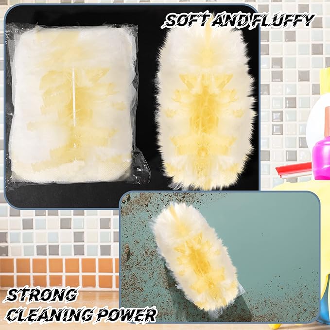 Vesici 150 Pcs Duster Refills Compatible with Swiffer Dusters Bulk Disposable Replacement Thickened with 1 Handle Heavy Duty for Cleaning Office (YellowBlueOrangePurple)