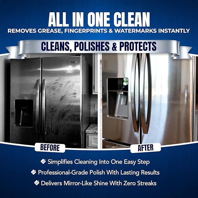 Sheila Shine 1 Quart Stainless Steel Cleaner and Polish - Cleans Polishes &amp Protects Kitchen Appliances Refrigerators Sinks Ovens &amp Grills - Spray &amp Polish Stainless Steel Cleaner
