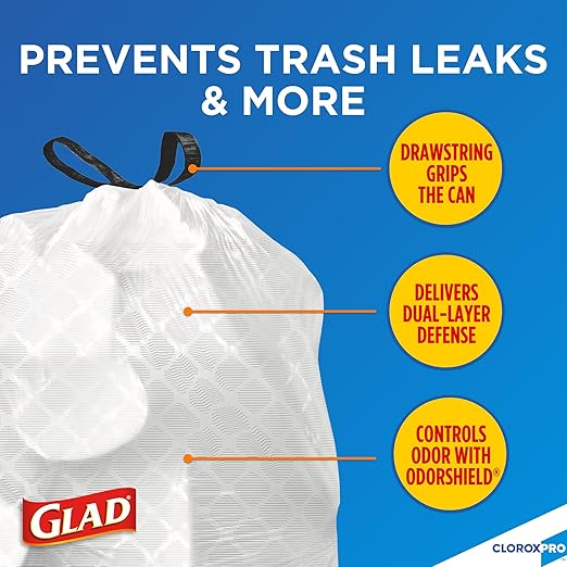 CloroxPro Glad ForceFlex 13 Gallon Tall Kitchen Drawstring Trash Bags 100 Count + Pine-Sol Multi-Surface Cleaner Lavender Clean 80 Fl Oz
