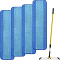 4-Pack Commercial Microfiber Mop Pads | Fits 17 &amp 18 Flat Mops - Reusable Wet/Dry Refills for Hardwood Tile &amp Laminate Floors