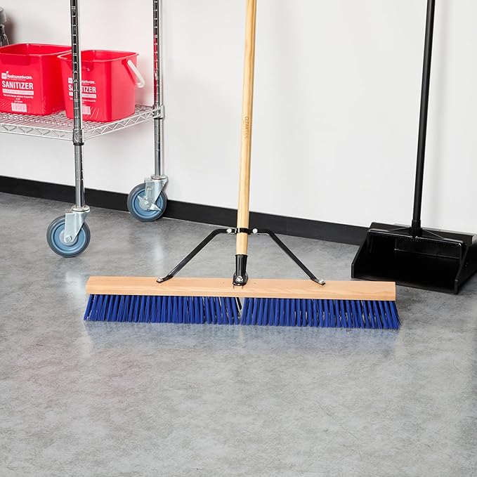 Restaurantware-BROOM HEAD ONLY: Clean Tek Professional 30-Inch Broom Head 1 Heavy-Duty Push Cleaning Tool - Handle And Brace Sold Separately Heavy Plastic Bristles Wooden Commercial Use