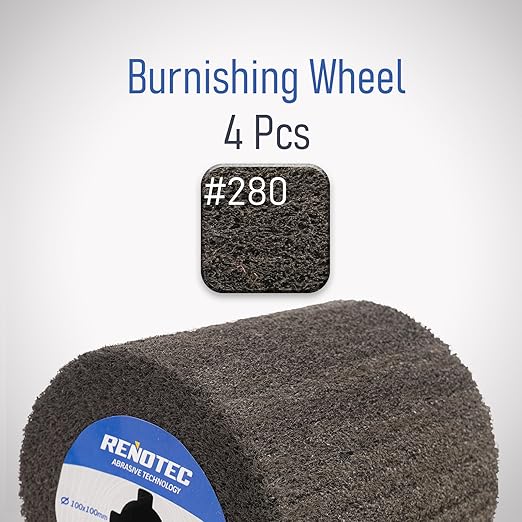 4x4 Non-Woven Polishing Wheel Very Fine Grit 280 4 Pk S/C for Metal and Wood Surface Polishing
