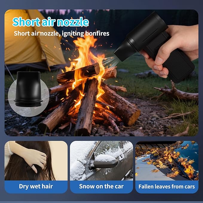 Electric Air Duster &amp Vacuum Cleaner 130000 High-RPM Brushless Motor Compressed Air Blower Cordless with Inflating Battery Powered 15-Piece PC Cleaning Kit for Leaves Cars Computers Office